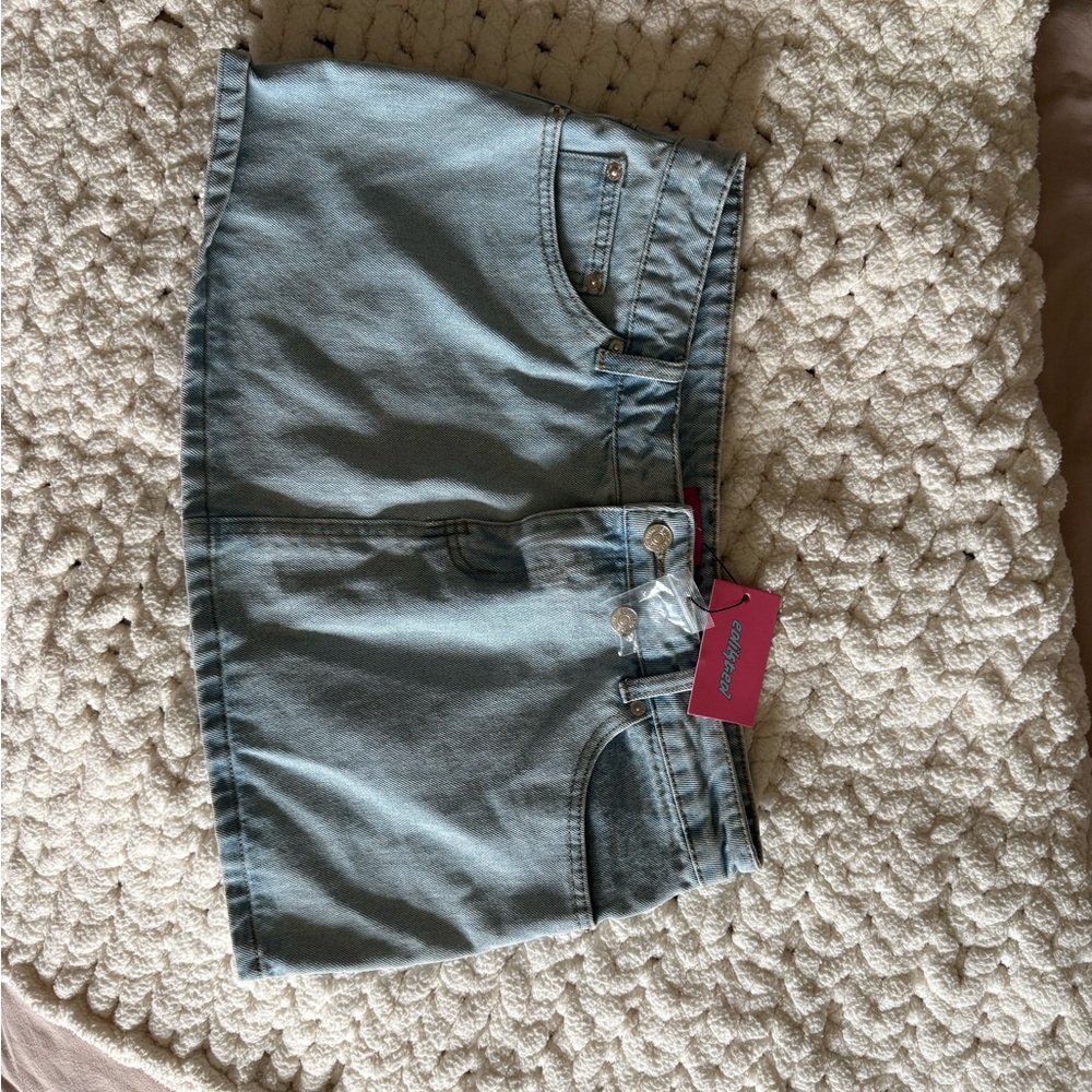 Edikted Light Blue Mini Skirt